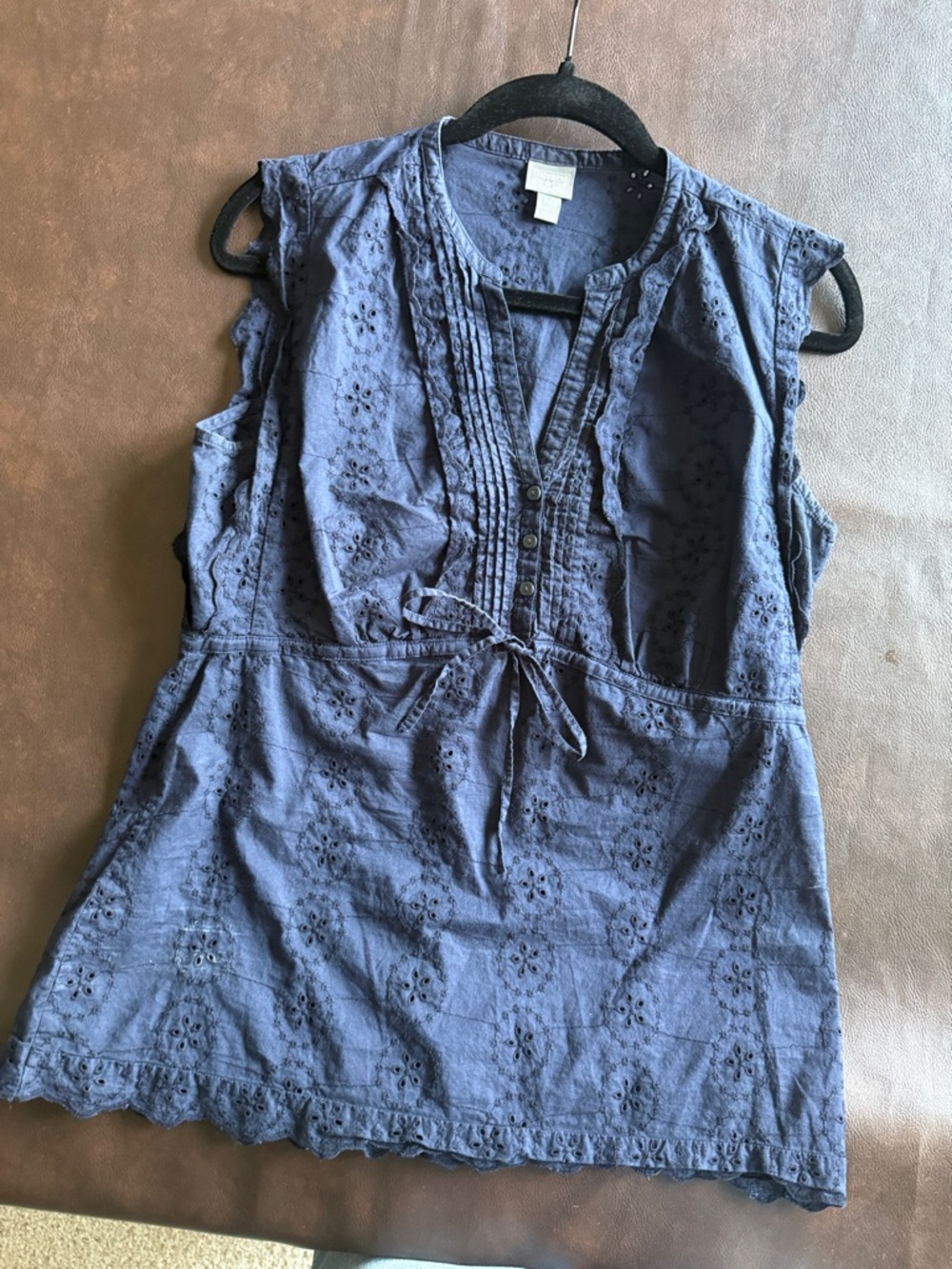 Converse Navy Eyelet Sleeveless Peplum Camisole